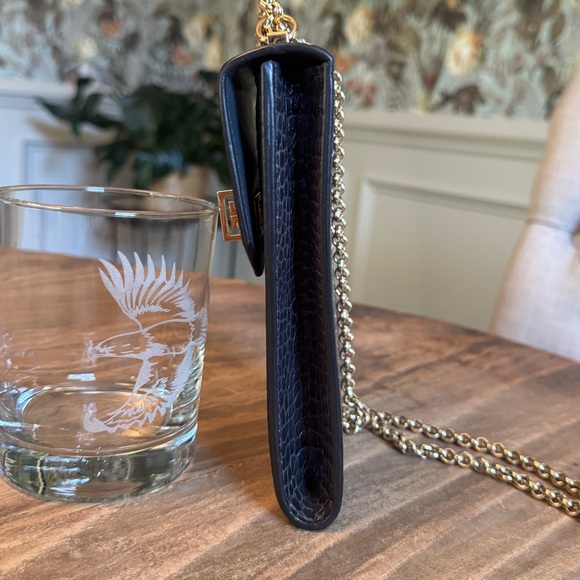 Givenchy Mini Phone Crossbody Bag Gray Croc Embossed Calfskin Gold Chain / Charm - Picture 9 of 15